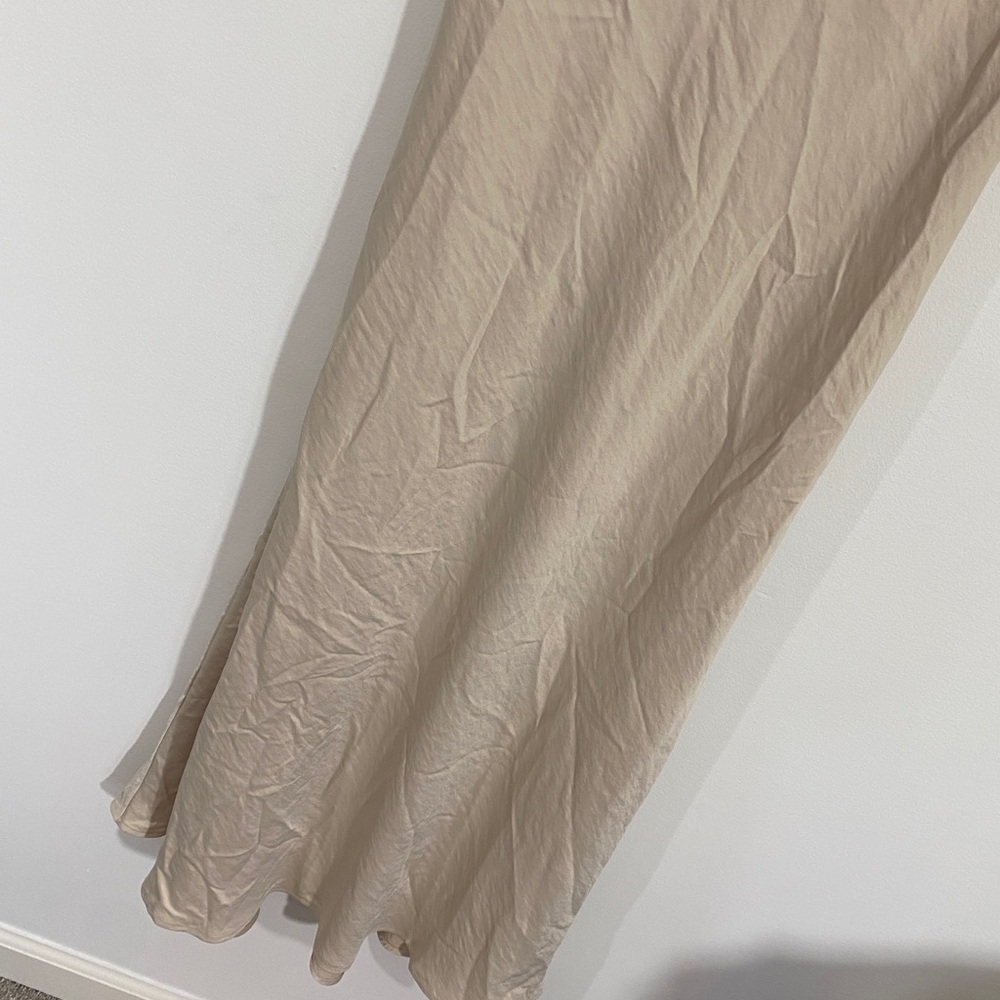 Loft NWT Small Champagne Beige Satin Silky Slip Midi Dress Draped Neck‎ - Picture 5 of 14